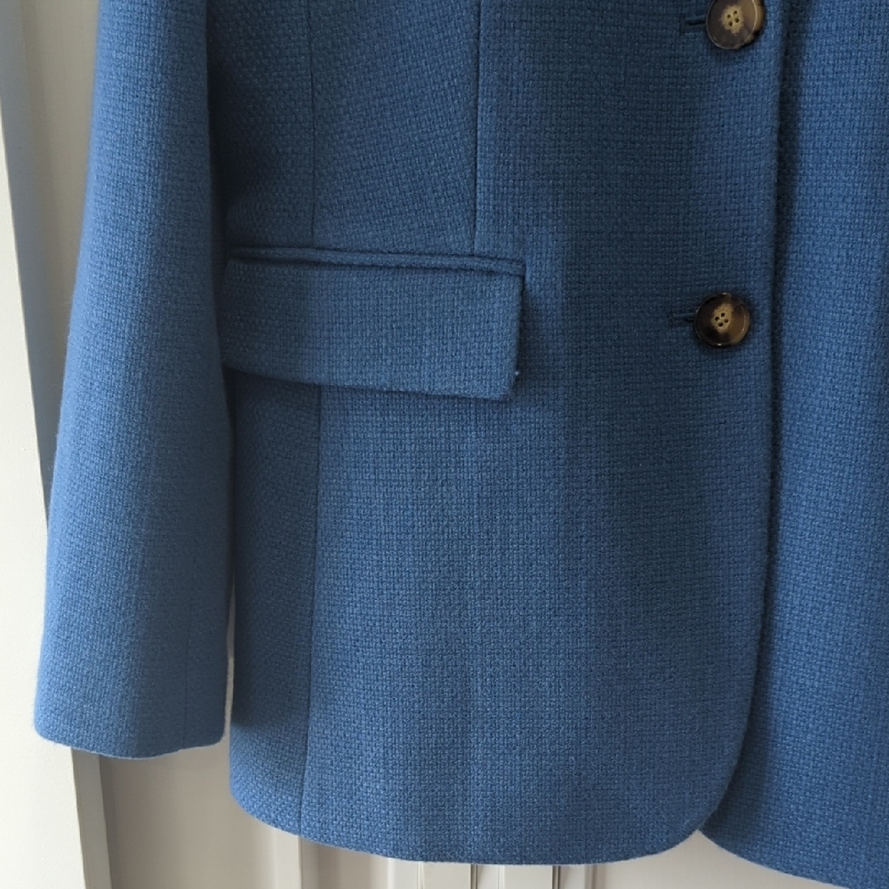 Ann Taylor Tweed Blue Blazer Jacket Size 8 - Picture 6 of 13
